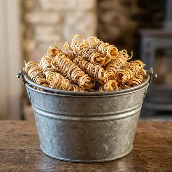 Aanmaakkrullen houtwol — Doos 5 kg (~430 stuks)