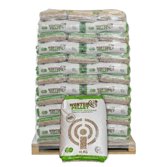 ENplus A1 houtpellets — pallet 975 kg (65 × 15 kg)